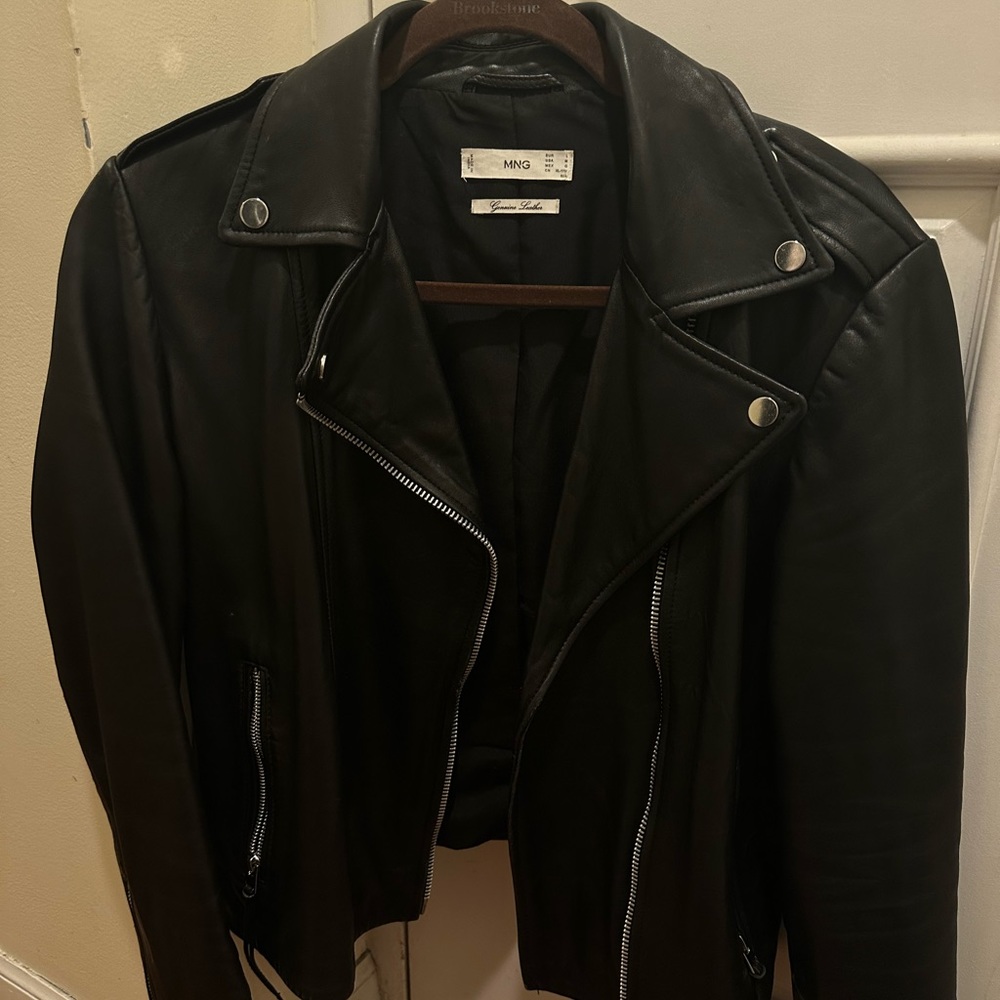 Black leather jacket, size L